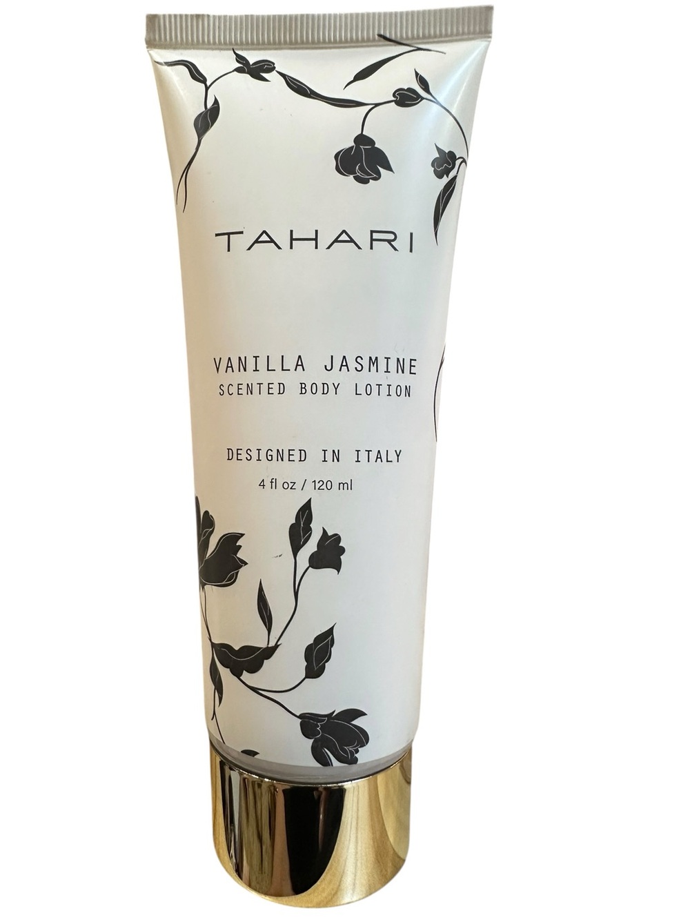 Tahari Vanilla Jasmine Scented Body Lotion - White & Black with Gold Cap